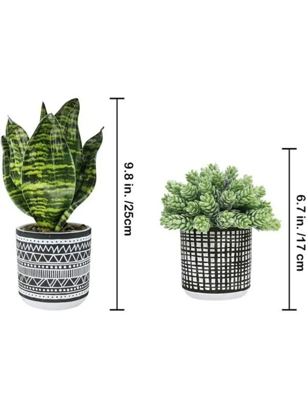 Set of 3 small artificial succulent potted plants faux greenery for home office
